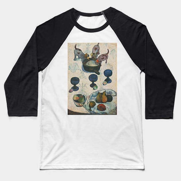 Still Life with Three Puppies by Paul Gauguin Baseball T-Shirt by Classic Art Stall